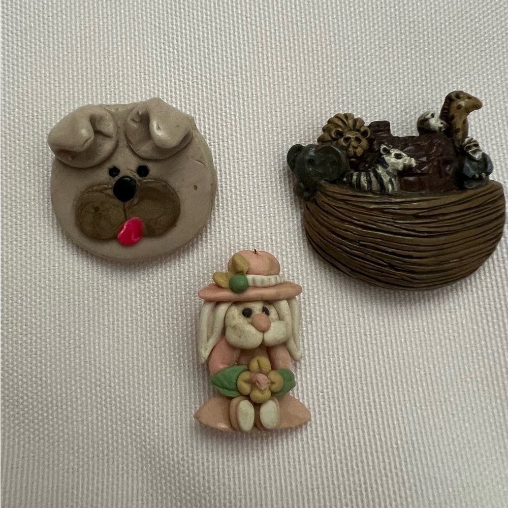 Clay Pins/Brooch Set of 3